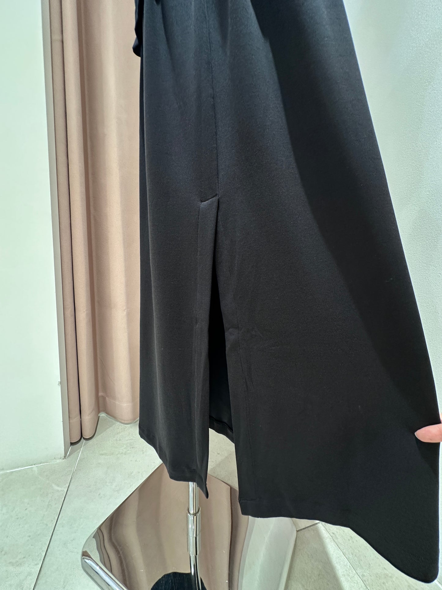 11854|黑色显瘦抽褶套装