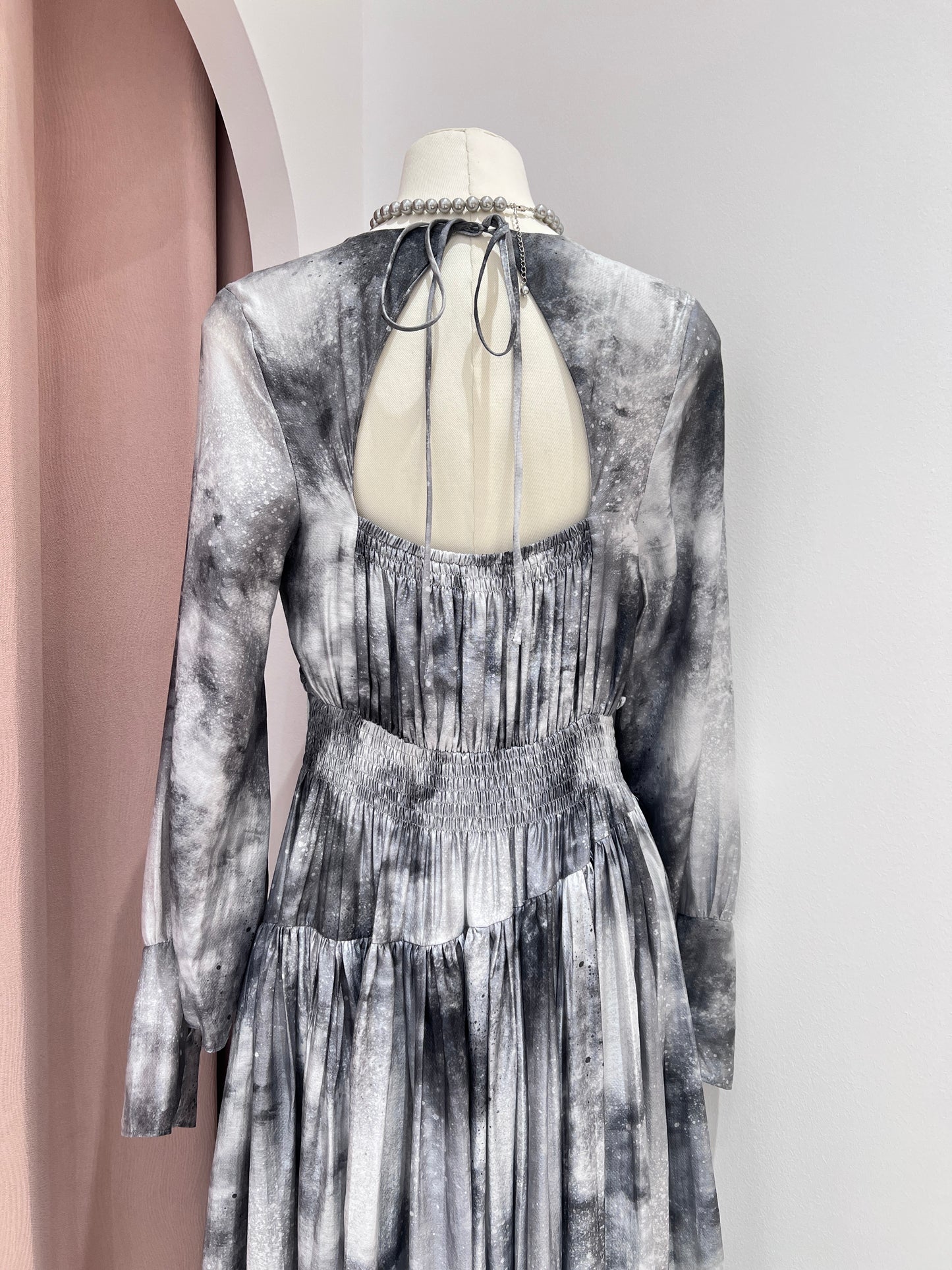 10710 |高级中式晕染灰连衣裙