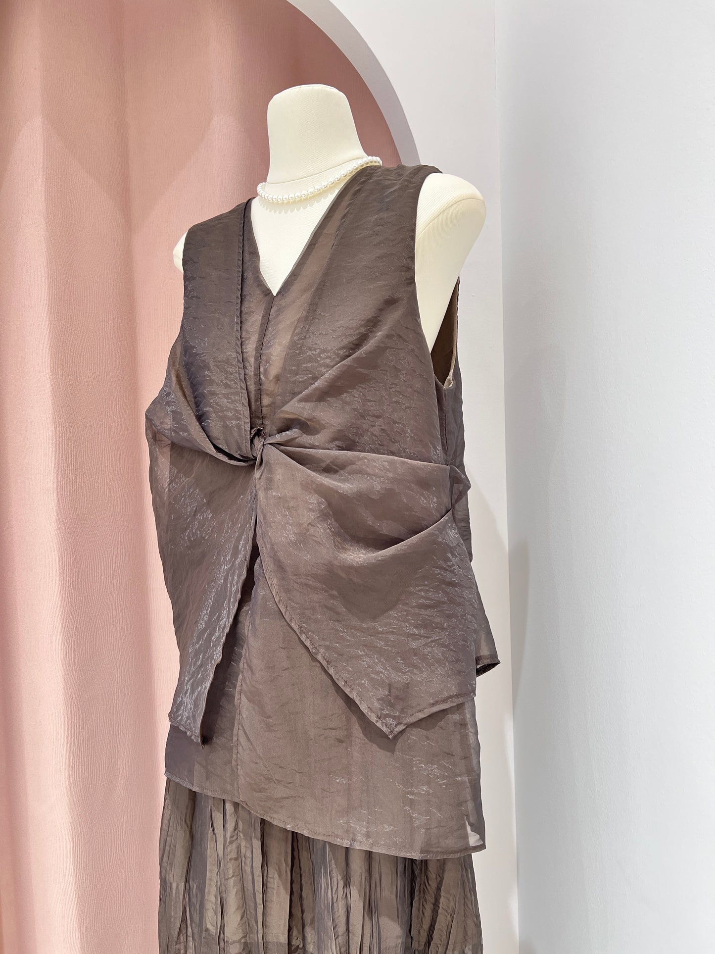 10833 复古蝴蝶结套装连衣裙