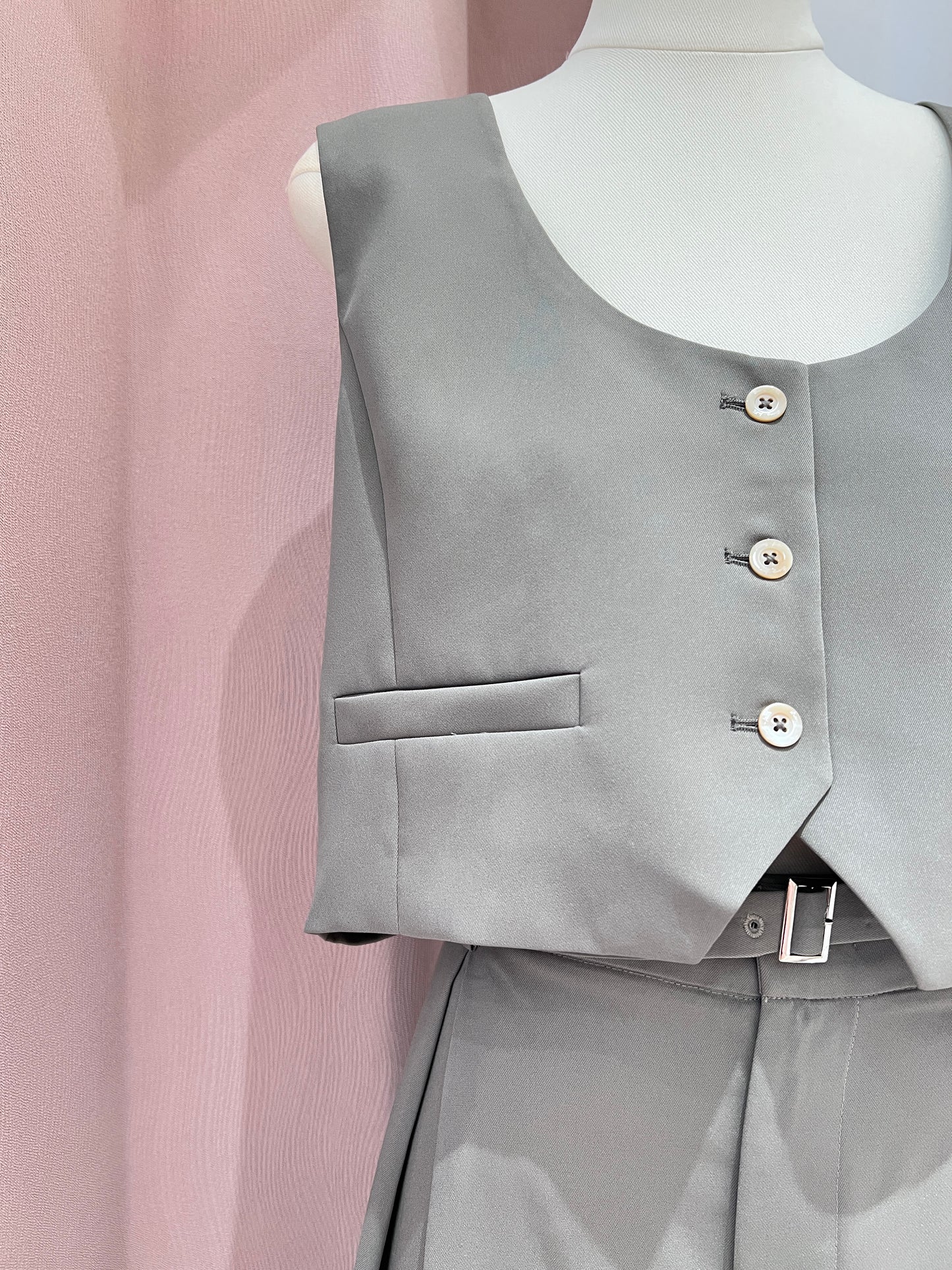 11001|U领马甲背心西装套装裤